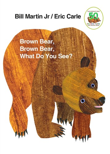 Brown Bear, Brown Bear, What Do You See? 표지 — 에릭 칼 특유의 콜라주 기법으로 그린 갈색 곰